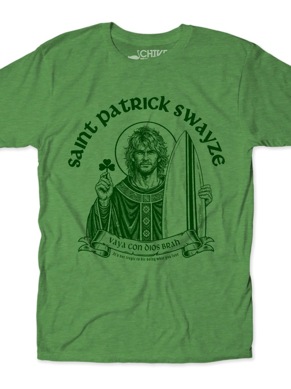 The Chive Saint Patrick Swayze Green Graphic Tee - Large - Super Soft!